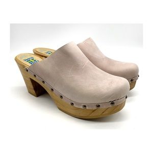 Tessa Clogs size 41 / ca 10 light pink wood clog leather comfort made in Sweden